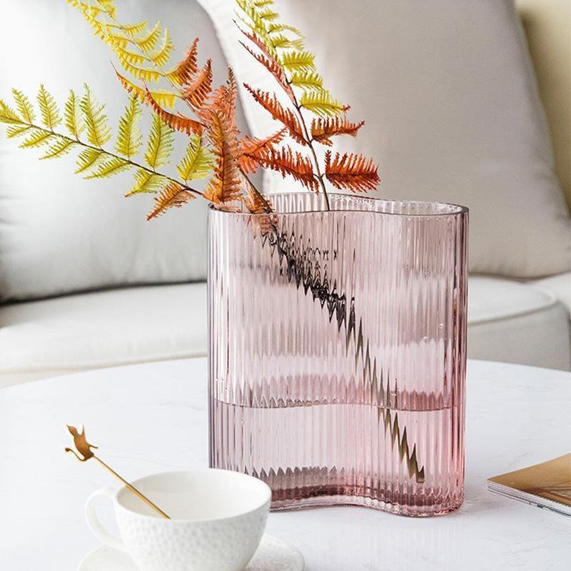 Irregular Clear Pink Glass Flower Vases