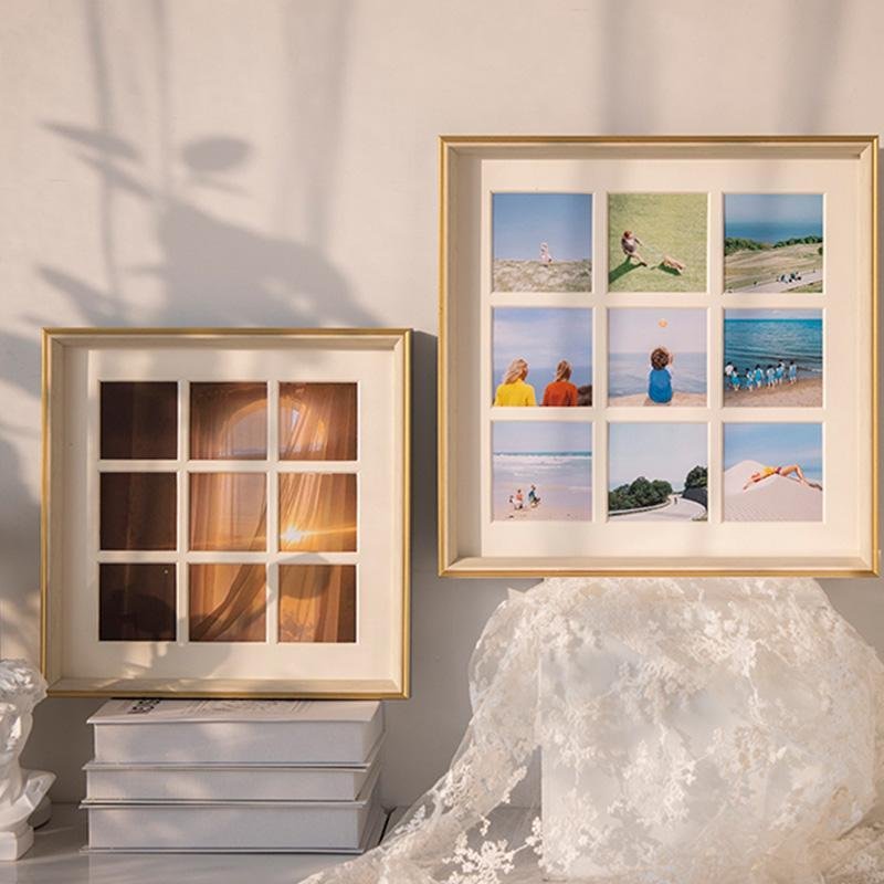 12'' Square Beige Pink Gray Picture Frames Wood