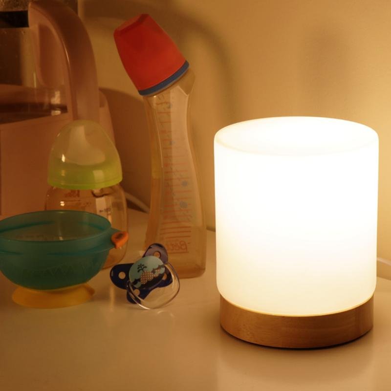 Mini Glass Cylinder Table Lamps Touch-open 360 Lighting Reading Night Light