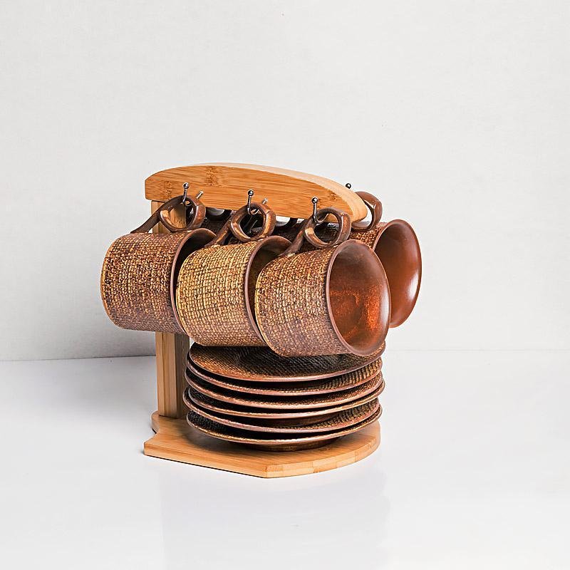 Green Yellow Stoneware Mugs Coffee Cups Teacups and Saucers