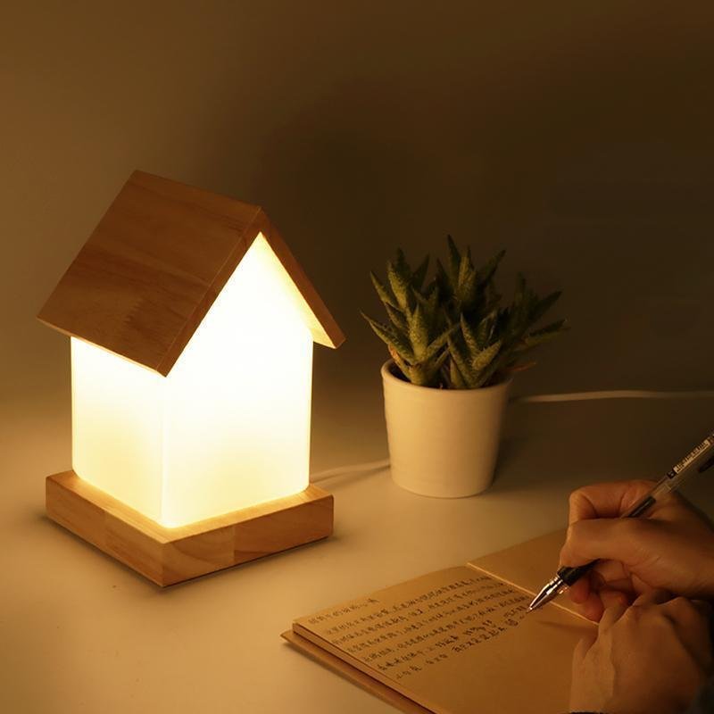 Nordic LED Cabin House Style Night Light Table Lamps Battery Operated Desk Lamps Bedroom Bedside Lamps Table Light Night Stand Lamps Desk Light - Dazuma