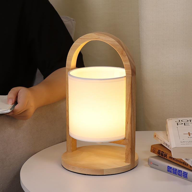 Wood Lantern Portable Night Light Table Lamp Desk Lamps with Touch Switch Remote Control Battery Operated Reading Light Reading Lamps Bedside Lamps - Dazuma
