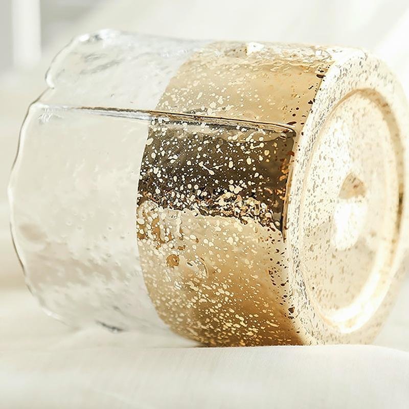 Cylinder Clear Glass Flower Vases with Gold Bottom