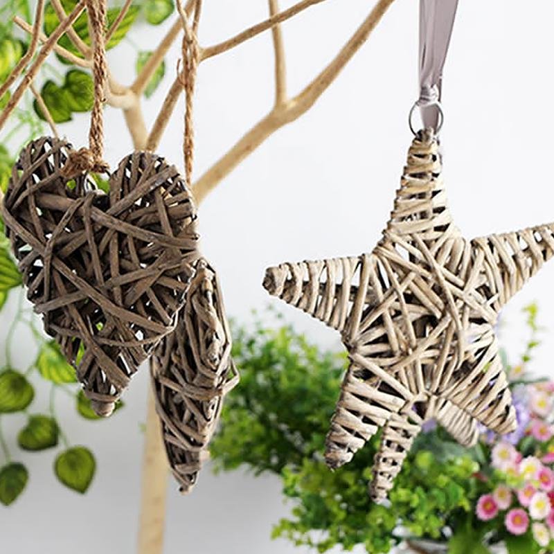 Round Star Heart Shape Wicker Decorative Woven Wall Hangings
