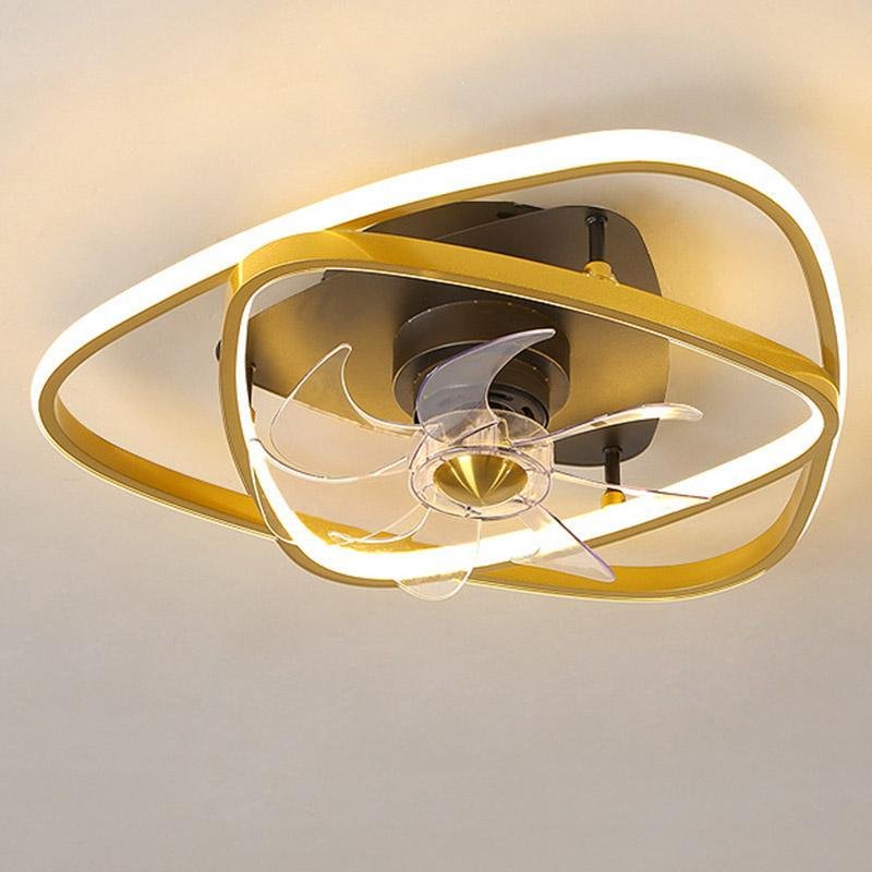 Gold Multi-Shaped Flush Mount Ceiling Fan With 6 Fan Modes Remote Control - dazuma