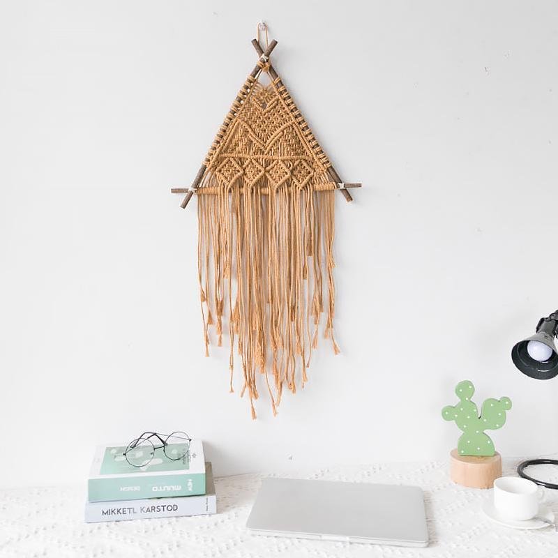 Brown White Cotton Wall Hanging Decor