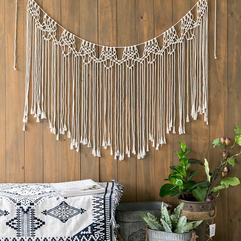 White Brown Hanging Wall Art Decor with Tassels