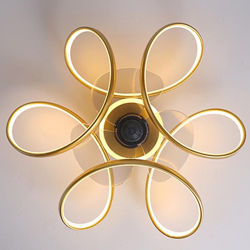 18" Curved Shaped Iron Flush Mount Ceiling Fan Remote Control and LED Light - dazuma
