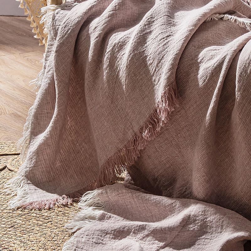 Rectangular Linen Blanket Throw Soft Warm Fluffy Blanket