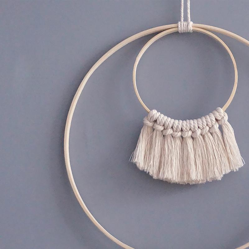 Round Hand Wicker Macrame Woven Wall Hanging Bohemian Geometric Art Decor