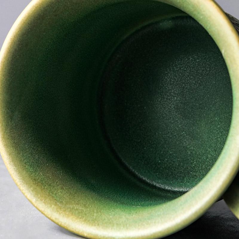 Green Yellow Stoneware Mugs Coffee Cups Teacups and Saucers