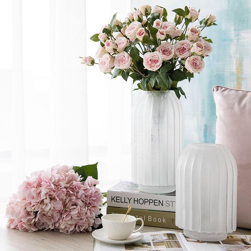 Frosted Glass White Vases Decorative Flower Vases