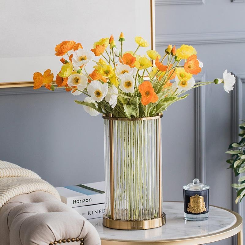 Glass Vases Rose Flower Vases with Metal Frame