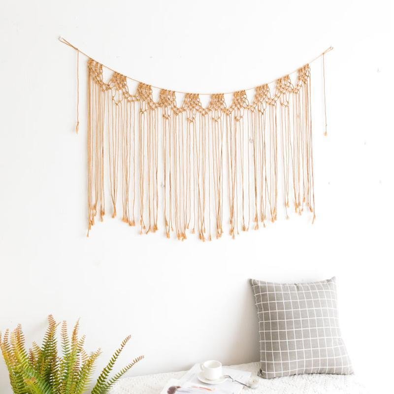 White Brown Hanging Wall Art Decor with Tassels