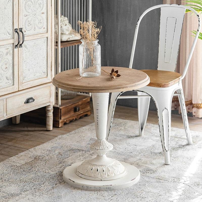 Round China Fir Coffee Tables with Iron Table Legs