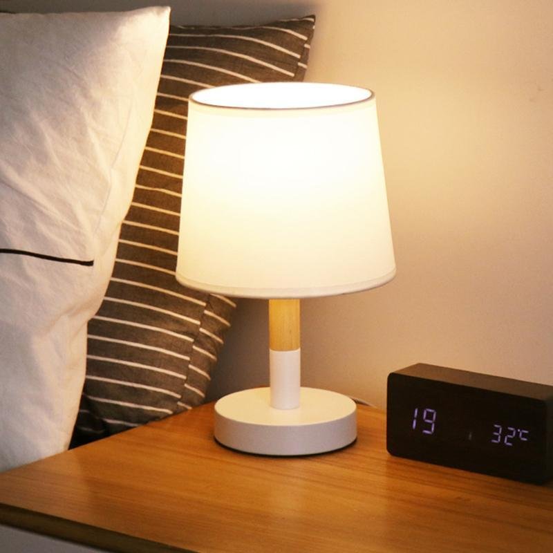 LED Cylinder Wood Night Light  Bedside Lamps Table Lamps with Touch Switch