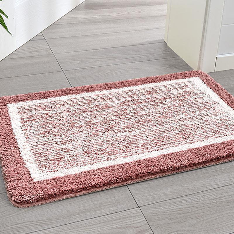 Pink Purple Rectangular Microfiber Bath Rugs Soft Floor Mats