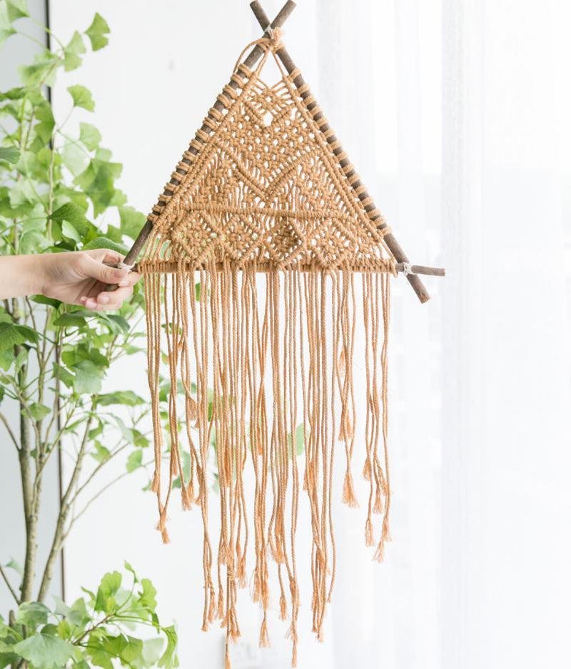 Brown White Cotton Wall Hanging Decor