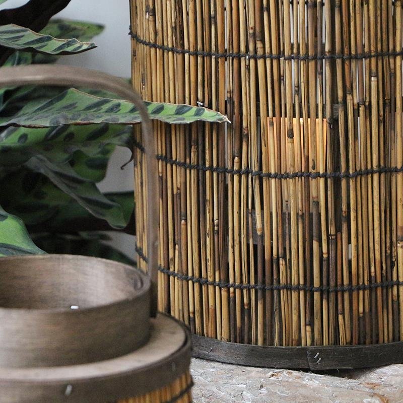 Cylinder Cone Cuboid Shaped Wicker Woven Lanterns with Single Handle
