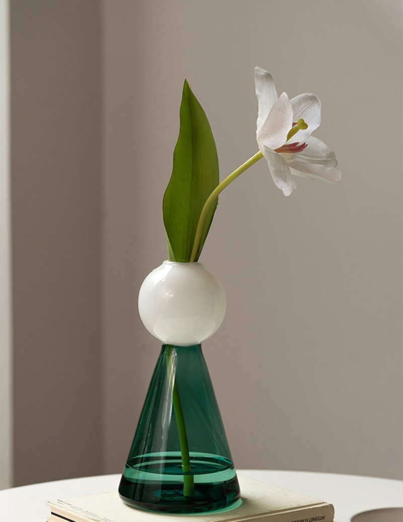 Green Glass Cone Vases Bud Flower Vases