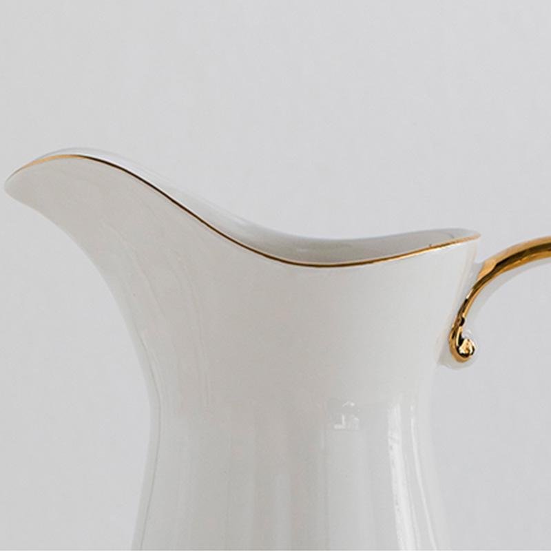 Handled Jug Shaped White Ceramic Flower Vases