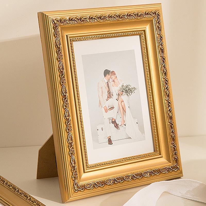 4''L x 6'' W Rectangular White Rose Gold Wood Picture Frames with Desktop Wall Hanging Decoration