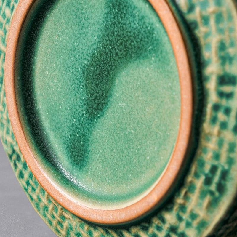 Green Yellow Stoneware Mugs Coffee Cups Teacups and Saucers