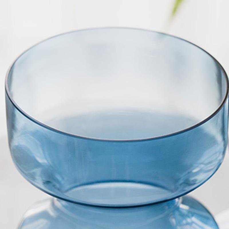 Funnel Style Glass Blue Vases Decorative Flower Vases with Wide Mouth