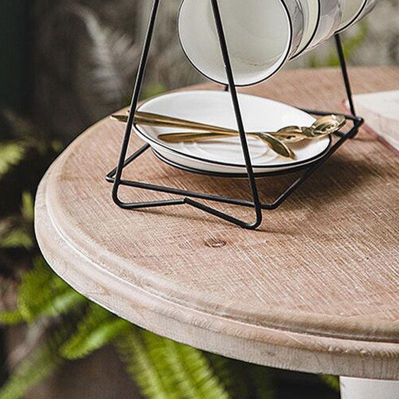 Round China Fir Coffee Tables with Iron Table Legs