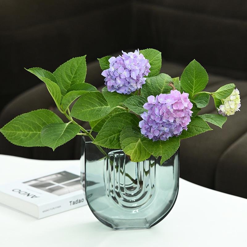 Green Brown Glass Cuboid Vases Rose Flower Vases