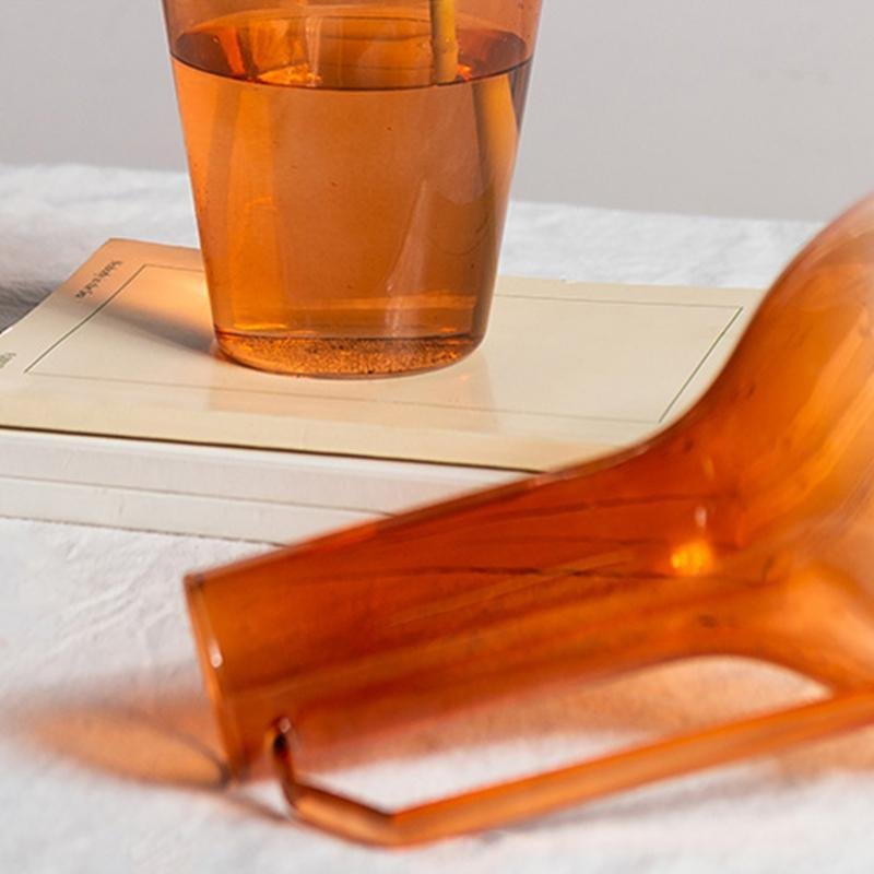 Red White Glass Flower Vase with Single Handle