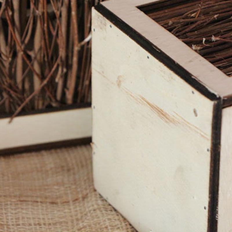 Farmhouse Vintage Elm Tree Branch Woven Lanterns with Handle