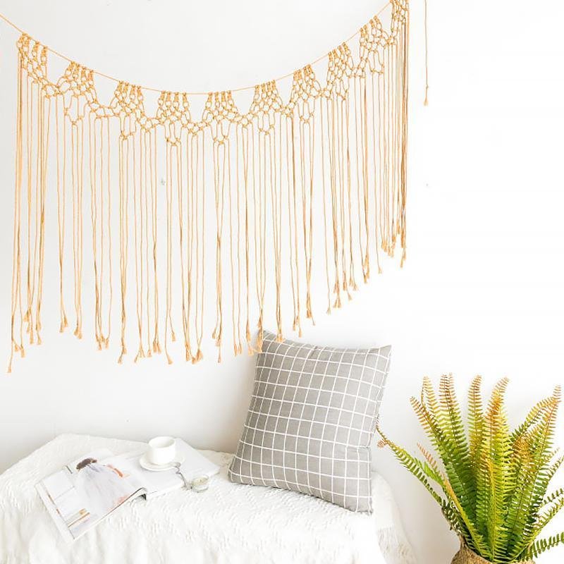White Brown Hanging Wall Art Decor with Tassels