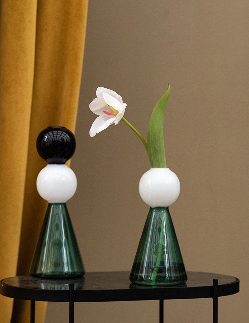 Green Glass Cone Vases Bud Flower Vases