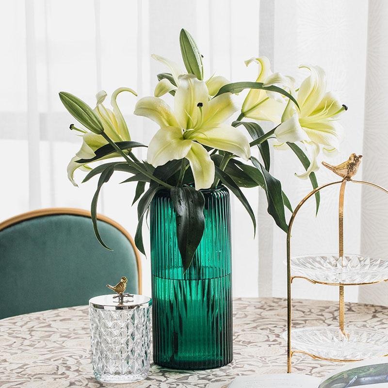 Modern Nordic Style Cylinder Clear Glass Flower Vases