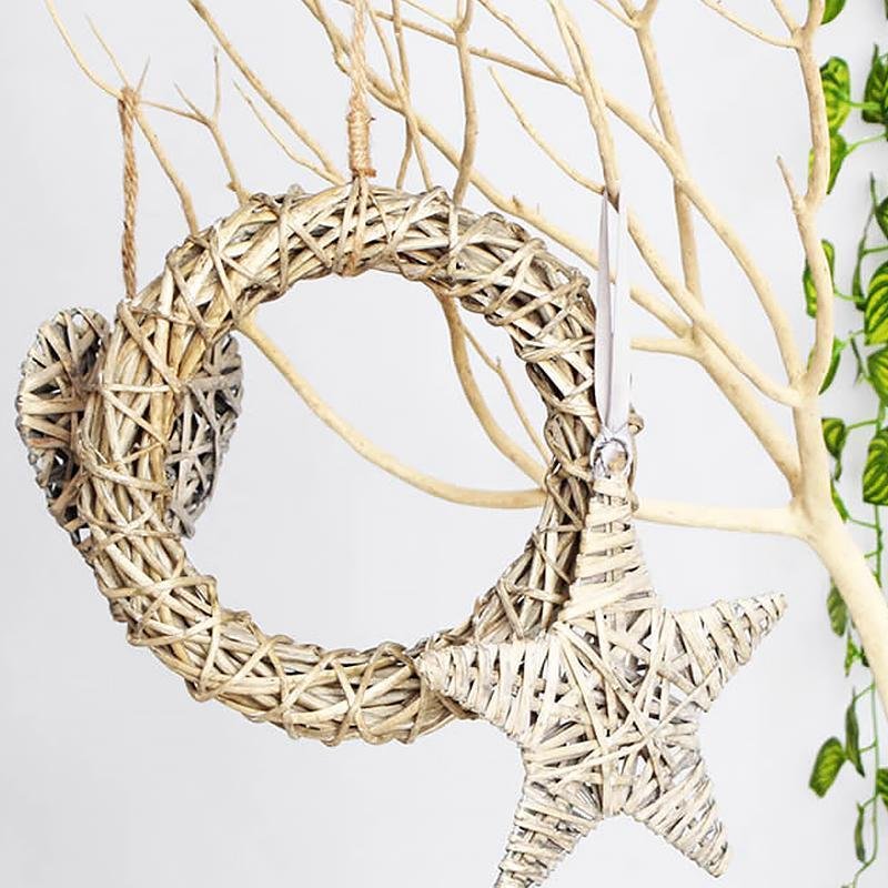 Round Star Heart Shape Wicker Decorative Woven Wall Hangings