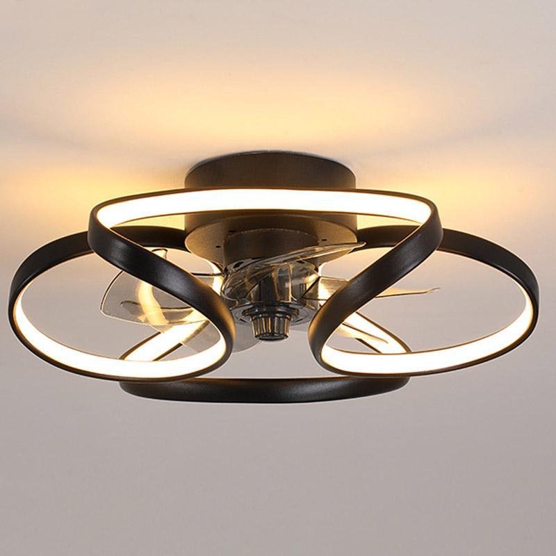 Multi-Bladed Modern Rustic Tangled Flush Mount Ceiling Fans with LED Light Remote Control - dazuma