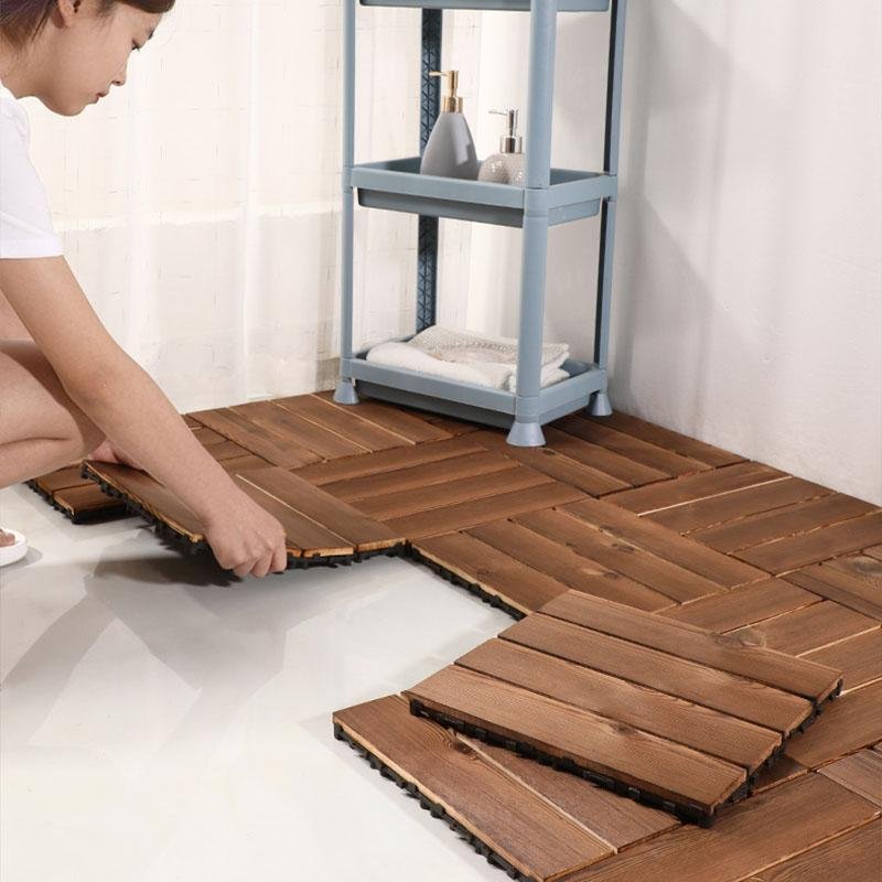 Rectangular Natural Wood Bath Rugs Nut Brown Mats