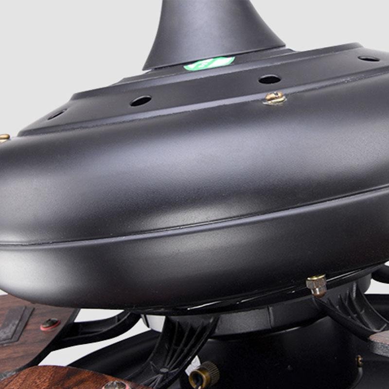 5-Blade Black Rustic Downrod Ceiling Fan With Lights Remote Control - dazuma