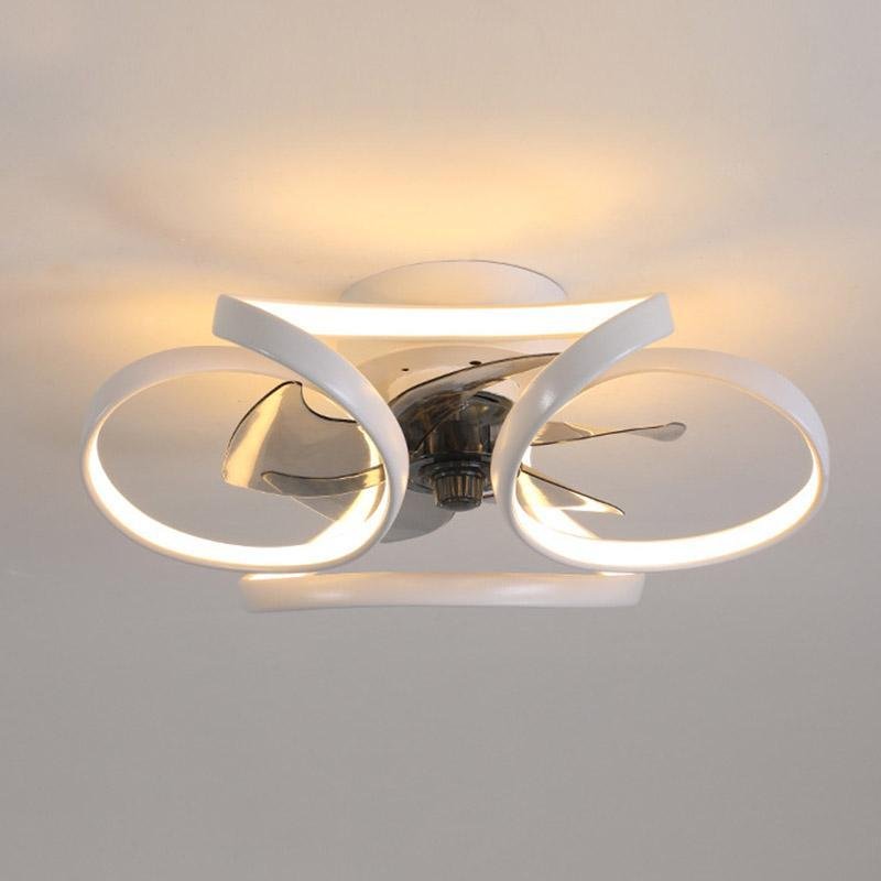 Multi-Bladed Modern Rustic Tangled Flush Mount Ceiling Fans with LED Light Remote Control - dazuma
