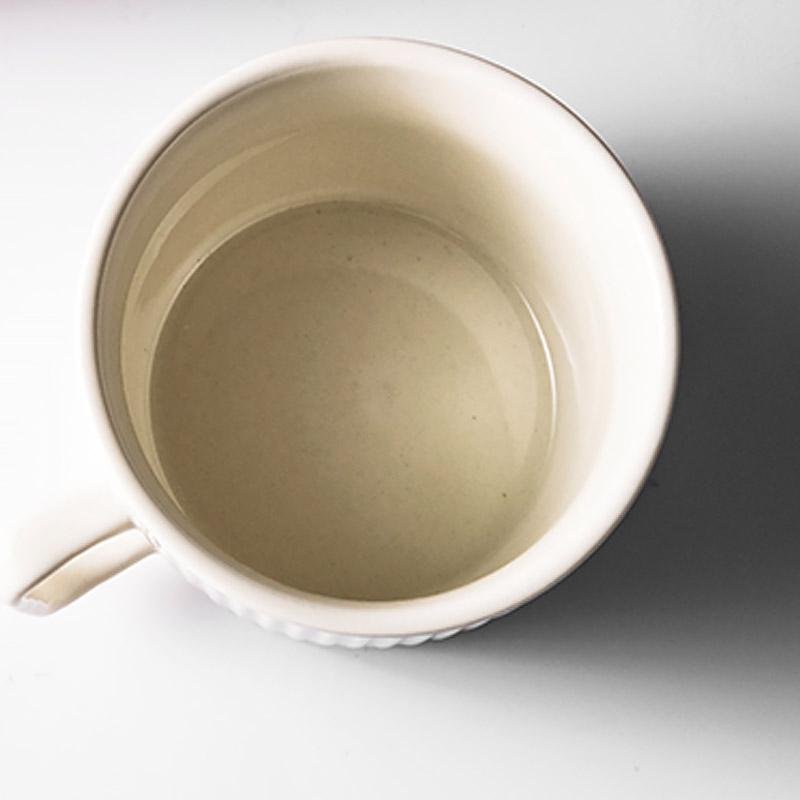 Stoneware Striped Coffee Latte Mug with Spoon Rattan Coaster - dazuma