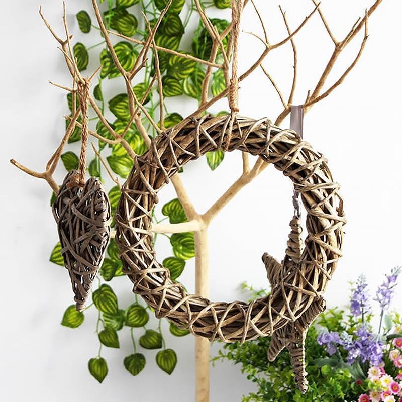 Round Star Heart Shape Wicker Decorative Woven Wall Hangings
