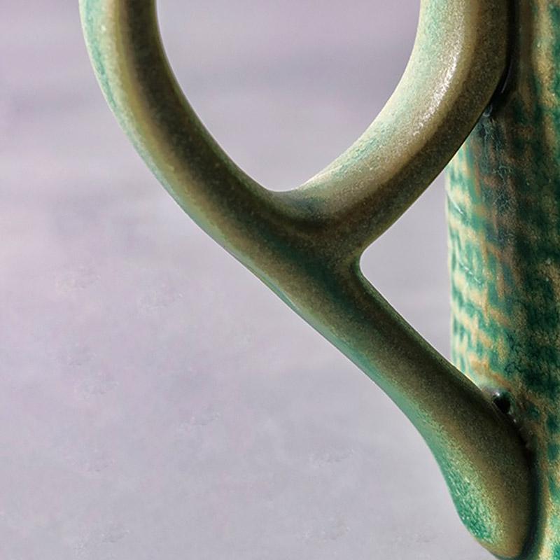 Green Yellow Stoneware Mugs Coffee Cups Teacups and Saucers