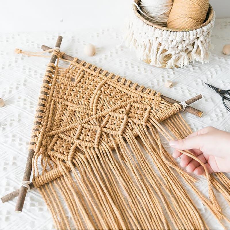 Brown White Cotton Wall Hanging Decor