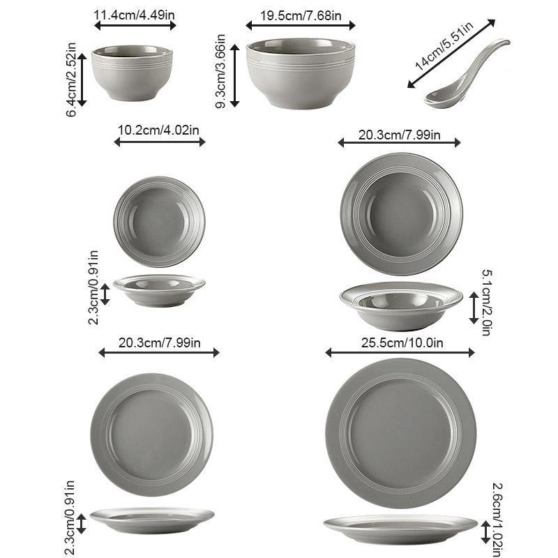 Farmhouse Ceramic Dinnerware Bowls Plates Set