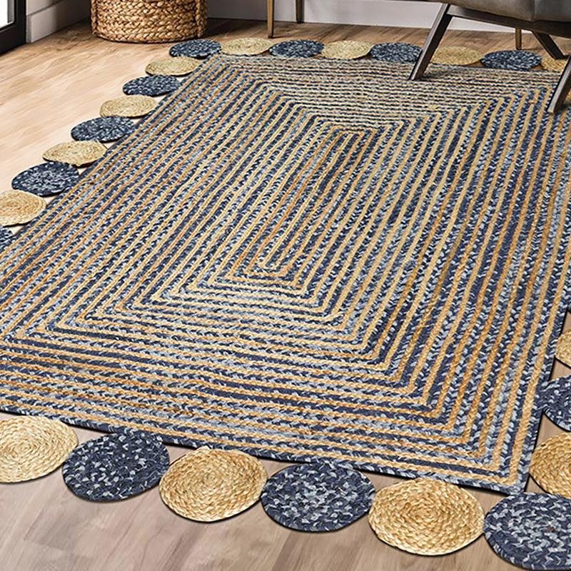 Denim Jute Yellow Blueish Gray Schemed Rug