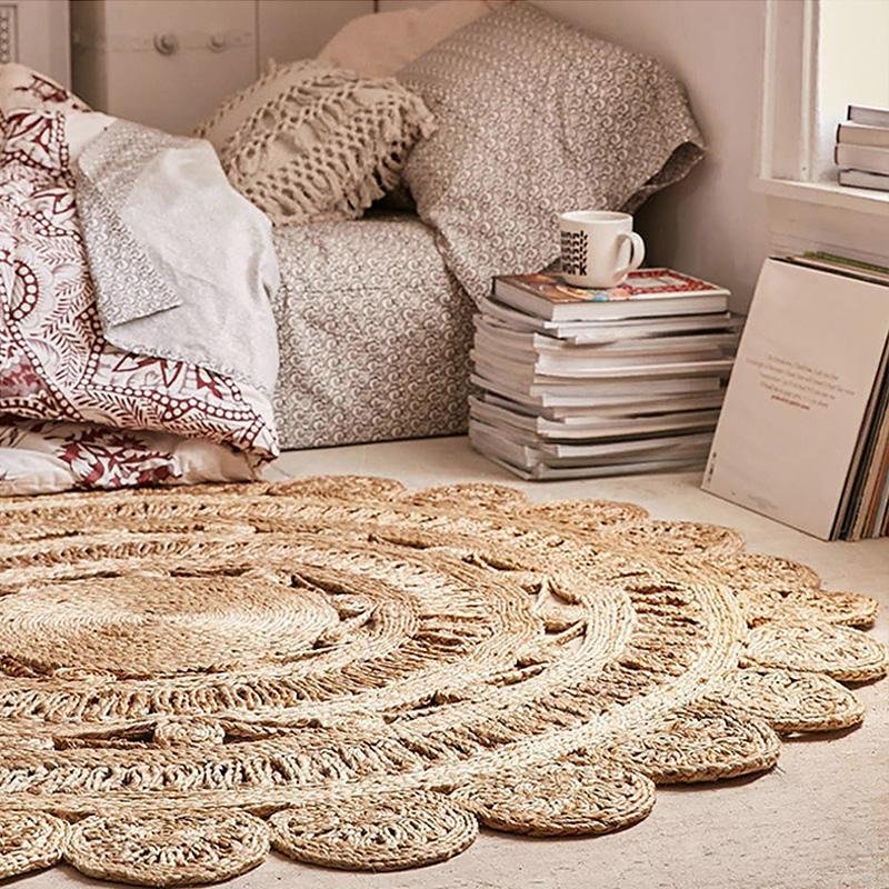 Rustic Round Octagonal Oval Rectangular Decorative Hemp Rug
