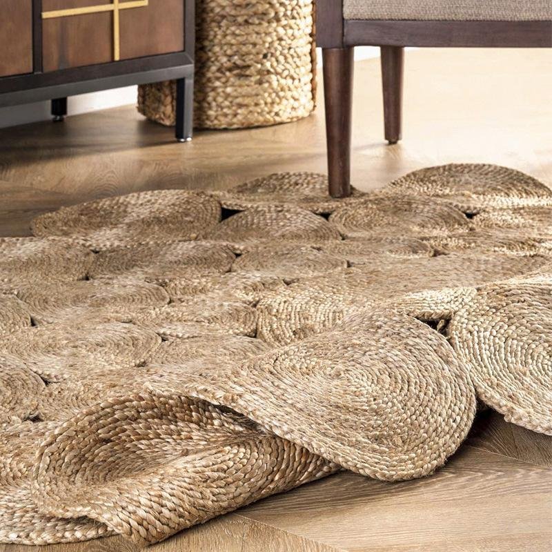 Rustic Round Rectangular Leaf Hemp Rugs