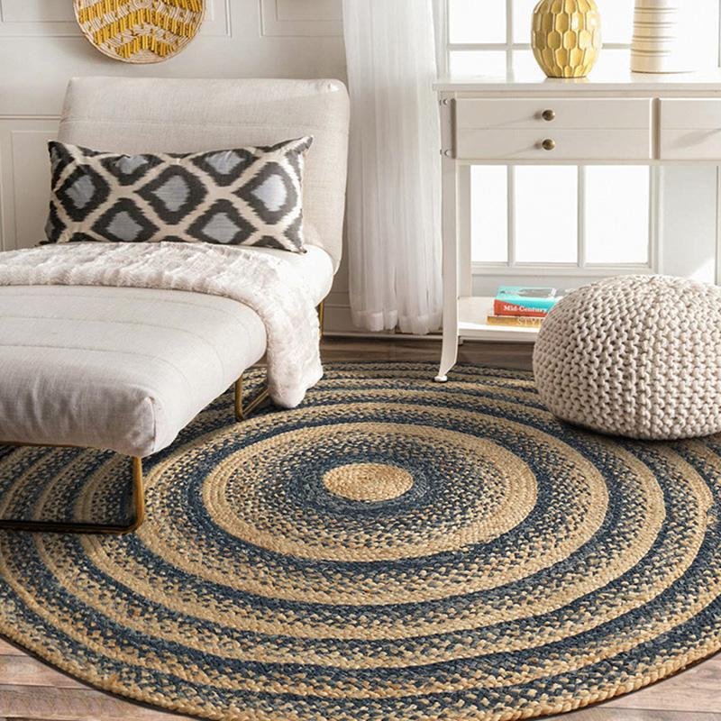 Rustic Galaxy Color Jute Rug Round Oval