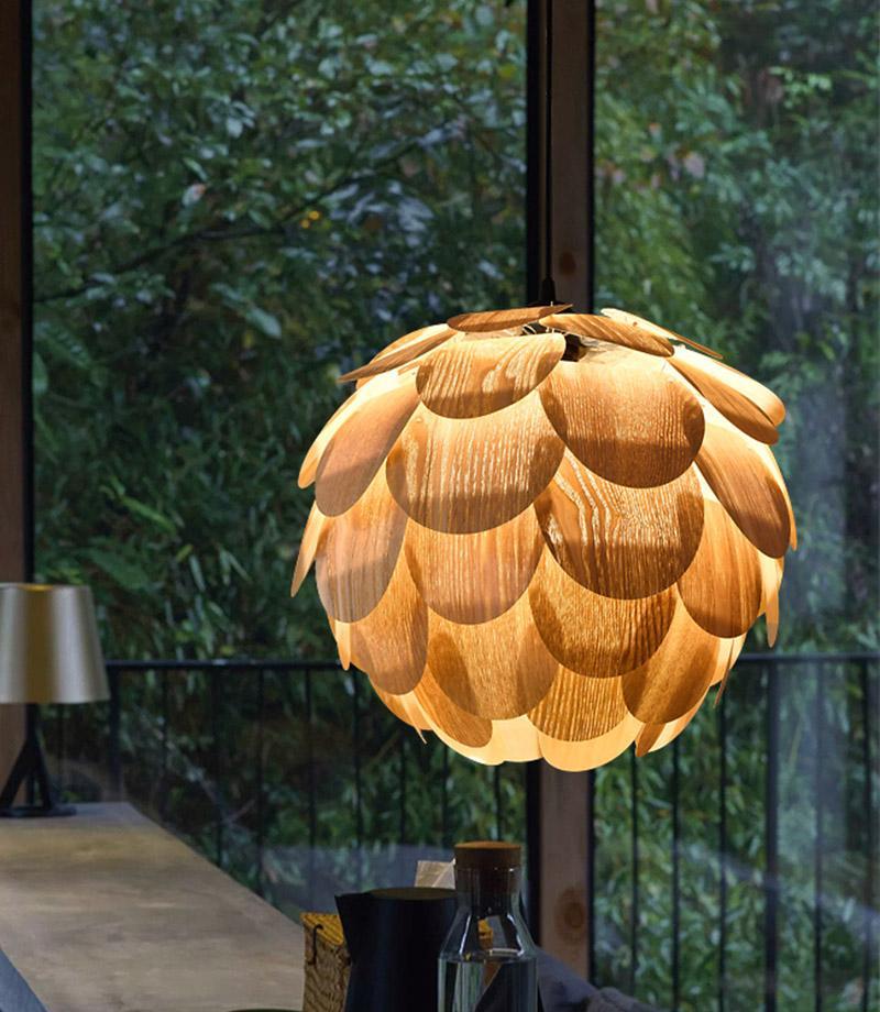15'' Rustic Pineapple Shaped Wood Pendant Light - dazuma